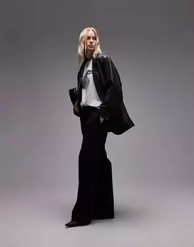 Пиджак из натуральной кожи премиум-класса в выстиранном черном цвете Topshop