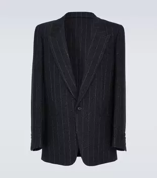 Пиджак из шерсти в тонкую полоску Saint Laurent, черный