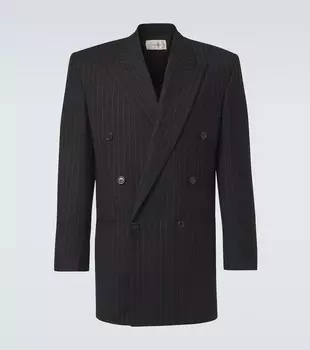 Пиджак из шерстяной габардиновой ткани в тонкую полоску Saint Laurent, Noir Gris