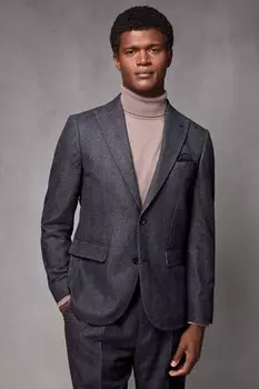 Пиджак из шерстяной смеси с узором «в ёлочку» Next, синий