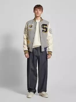 Пиджак из смесовой шерсти с воротником-стойкой Superdry, светло-серый