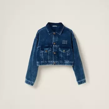 Пиджак из стираного бархата Miu Miu, синий