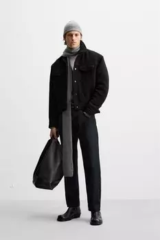 Пиджак из текстурированной букле ZARA, черный