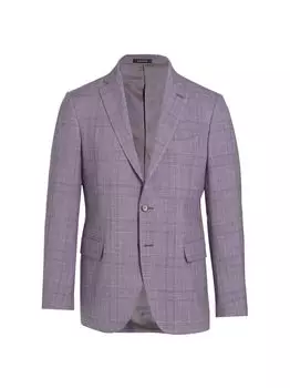 Пиджак из текстурированной шерсти в клетку Saks Fifth Avenue, фиолетовый