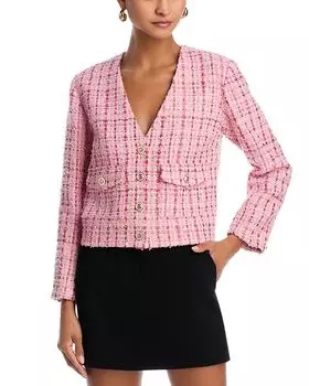 Пиджак из твида с пуговицами спереди AQUA, розовый