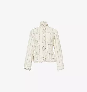 Пиджак из твидовой ткани в полоску, прямого кроя Sacai, белый