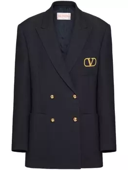 Пиджак из вирджинской шерсти с логотипом VLogo Signature Valentino Garavani, синий