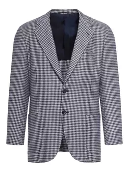 Пиджак Kiton с узором «гусиная лапка», синий