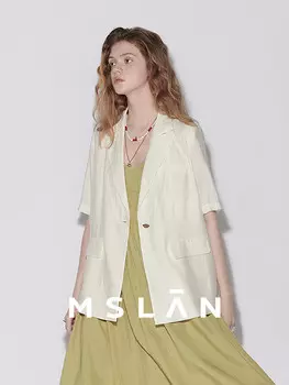 Пиджак летний женский Mslan с короткими рукавами, синий