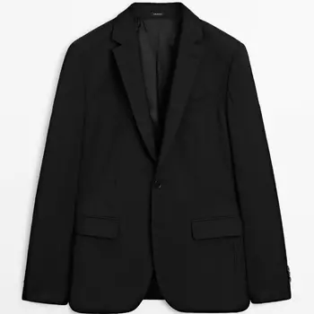 Пиджак Massimo Dutti Bistrech Wool Suit, черный