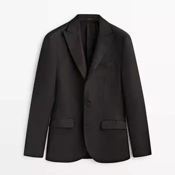 Пиджак Massimo Dutti Black Linen, черный