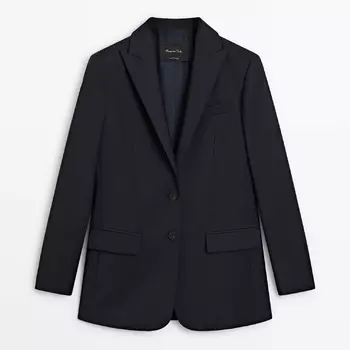 Пиджак Massimo Dutti Cool Wool Suit, темно-синий