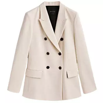 Пиджак Massimo Dutti Double-breasted Contrast Buttons, белый