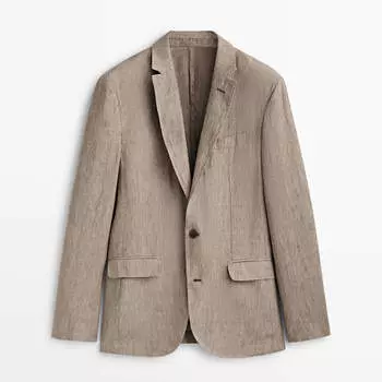 Пиджак Massimo Dutti Faded Linen, бежевый