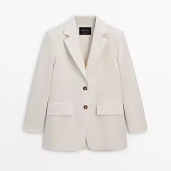 Пиджак Massimo Dutti Linen, кремовый