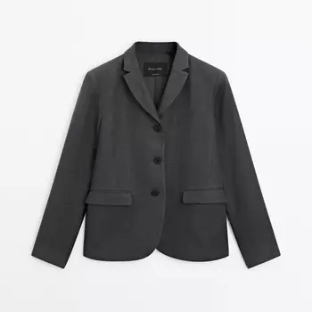 Пиджак Massimo Dutti Linen, серовато-зеленый