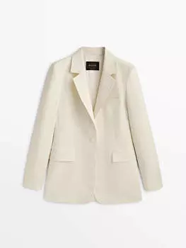 Пиджак Massimo Dutti Two-button 100% Linen Suit, ванильный