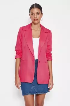 Пиджак на пуговицах на тканой подкладке фуксии Trendyol, розовый