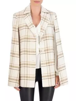 Пиджак-накидка из смесовой шерсти в клетку Ookie & Lala, цвет Beige Brown