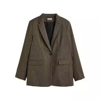 Пиджак однобортный H&amp;M Single-breasted Jacket, темно-коричневый меланж
