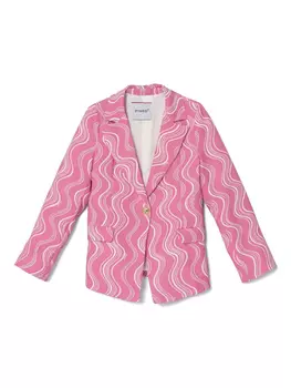 Пиджак Pinko Kids с волнистым принтом, розовый