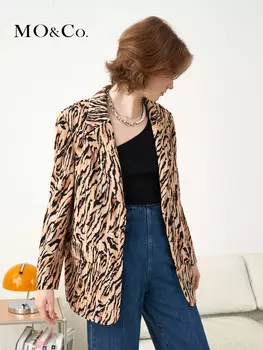 Пиджак плиссированный Moco с широкими плечами и узором, желто-коичневый