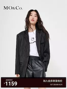 Пиджак плиссированный Moco свободный, черный