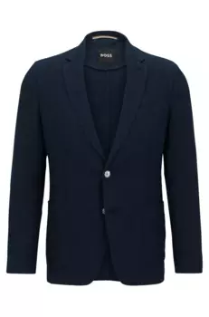Пиджак приталенного кроя с фигурными лацканами Hugo Boss Pure Linen, темно-синий