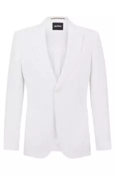 Пиджак приталенного кроя с заостренными лацканами Hugo Boss Linen, белый