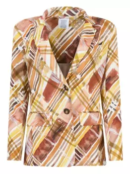 Пиджак с абстрактным принтом Rosie Assoulin, коричневый