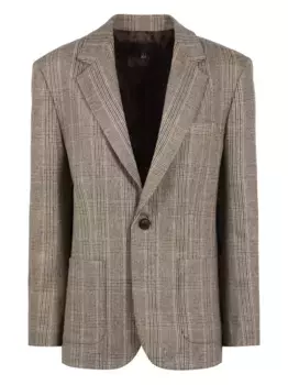 Пиджак с клетчатыми лацканами Nili Lotan, коричневый