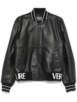 Пиджак с логотипом Versace Jeans Couture и жаккардовым узором, черный