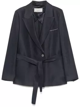 Пиджак с поясом из габардина Peserico, синий
