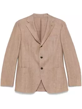 Пиджак с узором в елочку LUIGI BIANCHI MANTOVA, коричневый