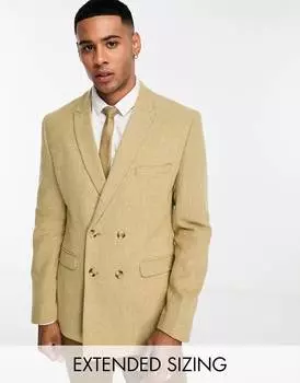Пиджак скинни из смешанной шерсти ASOS DESIGN с узором \'в елочку\' ASOS DESIGN