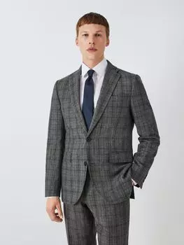 Пиджак стандартного кроя из шерсти 100-х годов в клетку John Lewis, древесный уголь