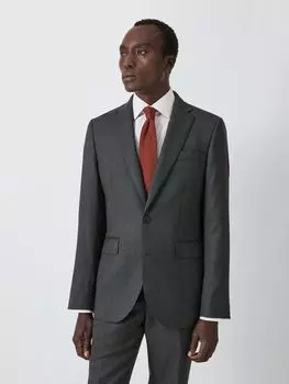 Пиджак стандартного кроя из шерсти Super 100s Birdseye John Lewis, древесный уголь