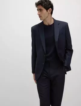 Пиджак стандартного кроя, пригодный для машинной стирки Marks & Spencer, темно-синий