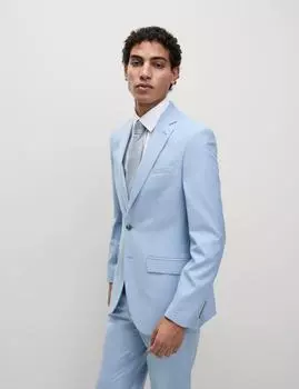 Пиджак-стрейч облегающего кроя Marks & Spencer, бледно-голубой