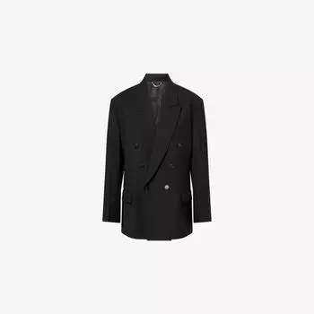 Пиджак Victoria Beckham свободного кроя с острыми лацканами из эластичной ткани, черный