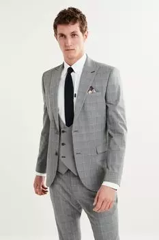 Пиджак в клетку Next, серый