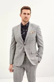 Пиджак в клетку Next, серый