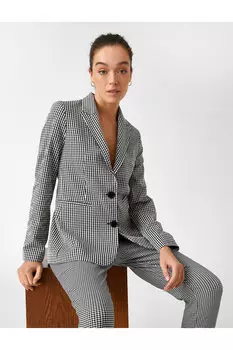 Пиджак в клетку с двубортным воротником Koton, черный