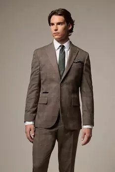 Пиджак в клетку с отделкой Next, коричневый