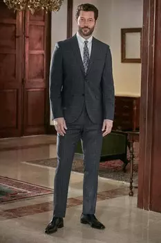 Пиджак в клетку Signature узкого кроя Next, синий