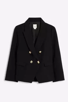 Пиджак в стиле милитари для девочек из 100% хлопка River Island, черный