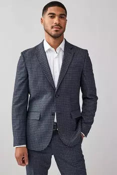 Пиджак в текстурированную микроклетку Next, синий