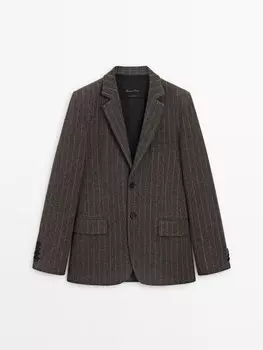 Пиджак в тонкую полоску Massimo Dutti, бежевый