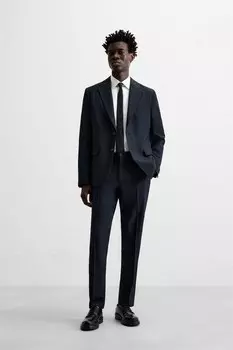 Пиджак в тонкую полоску ZARA, темно-синий