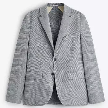 Пиджак Zara Houndstooth Suit, серо-голубой